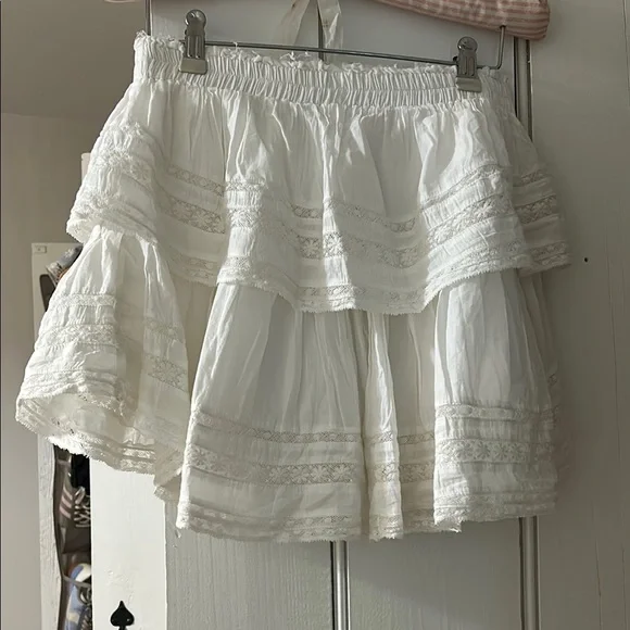 Loveshackfancy White Lace Tiered Mini Skirt M - Picture 4 of 4